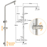 WELS Brushed Nickel Dual Shower Set Sliding Rail Arm 8" Round Head Handheld Mixer
