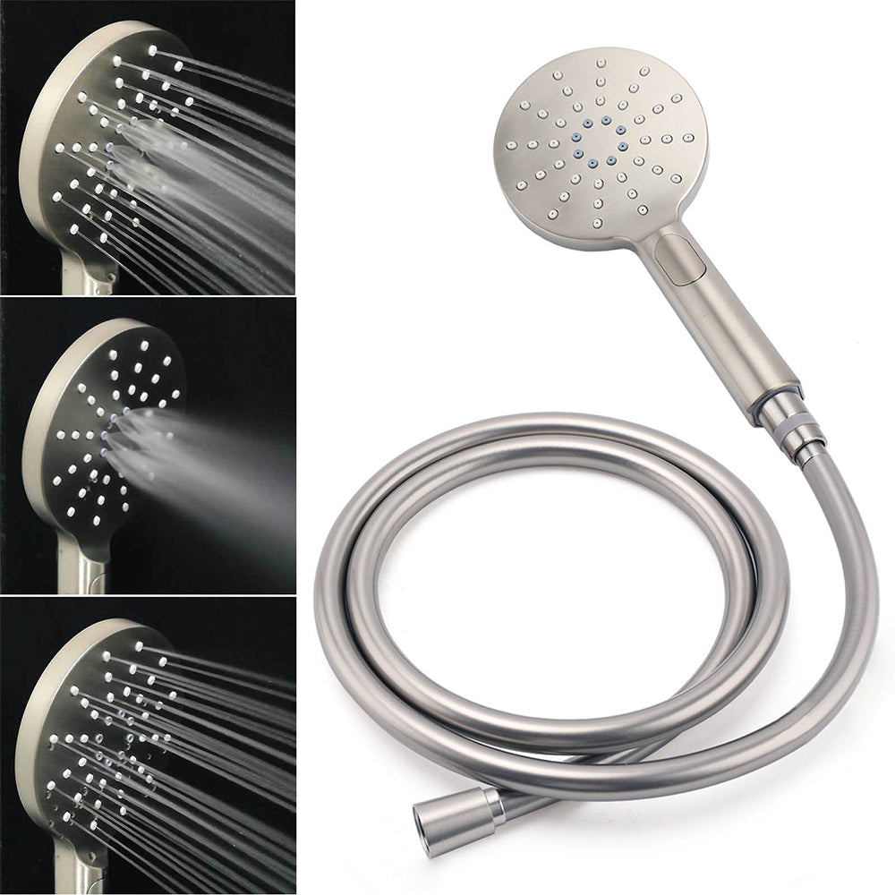 WELS Brushed Nickel Dual Shower Set Sliding Rail Arm 8" Round Head Handheld Mixer