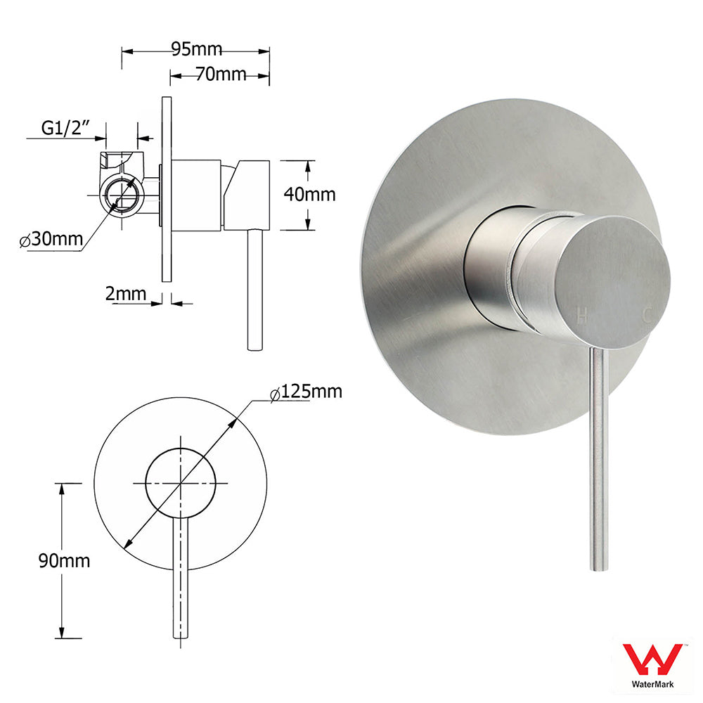 WELS Brushed Nickel Dual Shower Set Sliding Rail Arm 8" Round Head Handheld Mixer