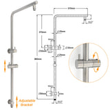 WELS Brushed Nickel 2in1 Shower Set Sliding Rail Arm 8" Round Head Metal Handheld Small Face Mixer