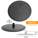 WELS Matt Black Twin Round 12" Shower Head Set Metal Handheld Flexible Rail Wall Arm Mixer