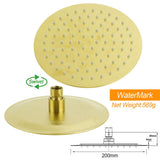 WELS Brushed Gold Shower 8" Round Head 3 Mode Handheld Rose Sliding Rail Mixer Dual Set