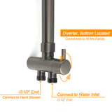 WELS Gun Metal 2in1 Round Shower 10" Rain Head 3 Mode Handheld Sliding Rail Twin Taps Set