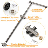WELS Gun Metal Dual Round Shower 10" Rain Head 3 Mode Handheld Sliding Rail Arm Mixer Set