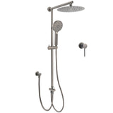 Gun Metal Round Shower 2in1 Set 10" Rain Head 3 Modes Handheld Sliding Rail Small Face Mixer
