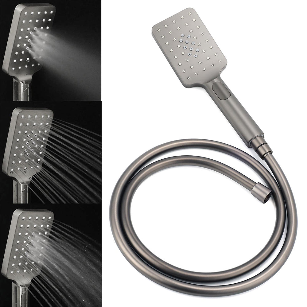 WELS Gun Metal 2in1 Shower Set Square 12" Rain Head 3 Modes Handheld Silde Rail Hot Cold Mixer