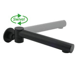 Matt Black Round Basin Wall Mounted Spout Faucet Outlet 180° Swivel Tap Watermark