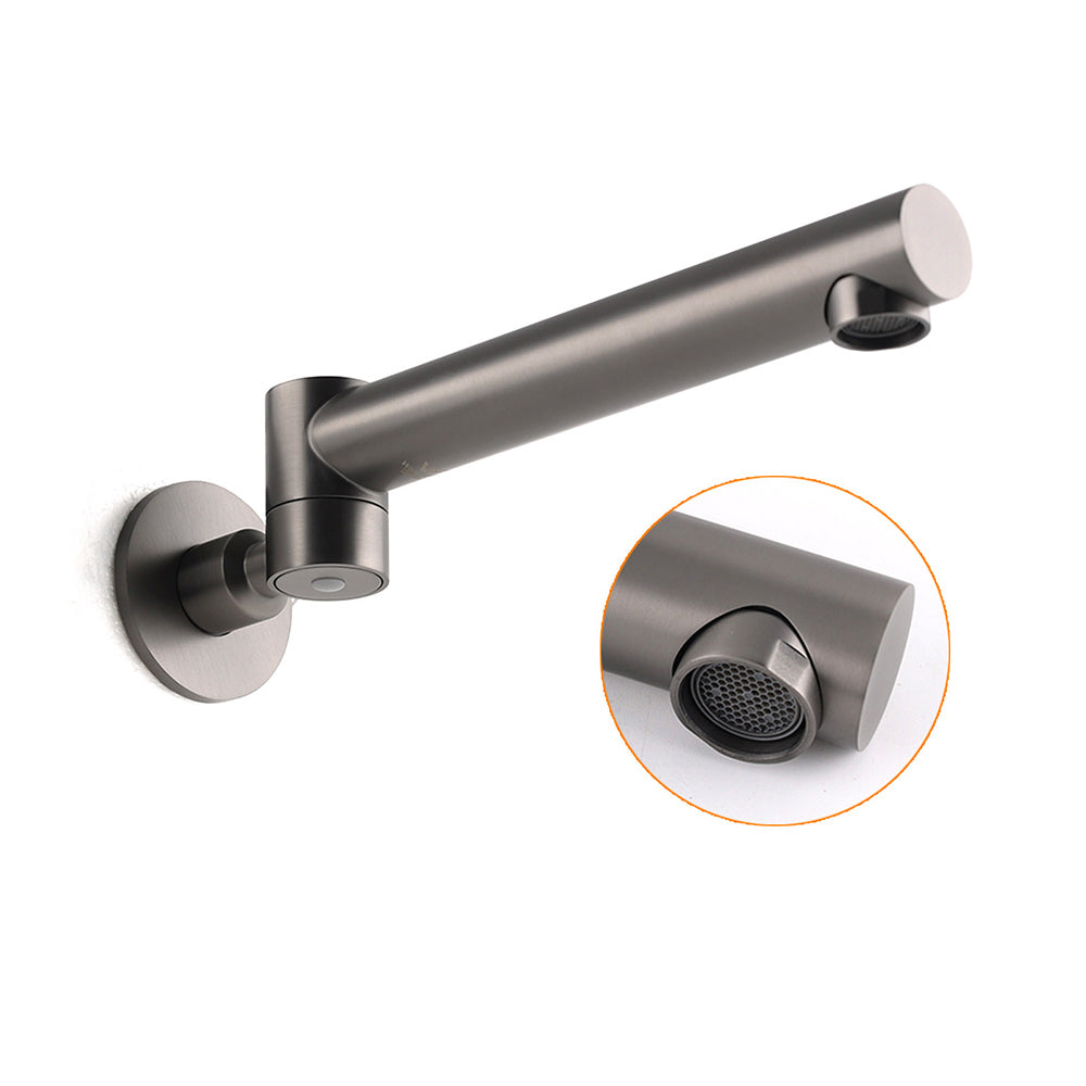 Gun Metal Round Wall Mounted 180 Swivel Bathtub Faucet Water Outlet Vanity Spout