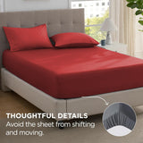 2000TC Hotel Quality Fitted Sheets - 2 Piece Fitted Sheets  -Breathable Bedding - Wrinkle, Fade, Stain Resistant- 16inch/40cm Deep Pocket Fitted Bed Sheets-Wrinkle and Fade Resistant,(Red,King)