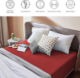 2000TC Hotel Quality Fitted Sheets - 2 Piece Fitted Sheets  -Breathable Bedding - Wrinkle, Fade, Stain Resistant- 16inch/40cm Deep Pocket Fitted Bed Sheets-Wrinkle and Fade Resistant,(Red,King)