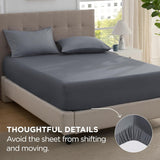 2000TC Hotel Quality Fitted Sheets - 2 Piece Fitted Sheets  -Breathable Bedding - Wrinkle, Fade, Stain Resistant- 16inch/40cm Deep Pocket Fitted Bed Sheets-Wrinkle and Fade Resistant,(Dark gray,King)
