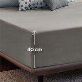 2000TC Hotel Quality Fitted Sheets - 2 Piece Fitted Sheets  -Breathable Bedding - Wrinkle, Fade, Stain Resistant- 16inch/40cm Deep Pocket Fitted Bed Sheets-Wrinkle and Fade Resistant,(Grey,King Single)
