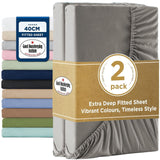 2000TC Hotel Quality Fitted Sheets - 2 Piece Fitted Sheets  -Breathable Bedding - Wrinkle, Fade, Stain Resistant- 16inch/40cm Deep Pocket Fitted Bed Sheets-Wrinkle and Fade Resistant,(Grey,Queen)
