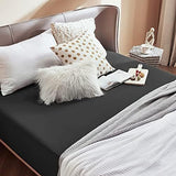 2000TC Hotel Quality Fitted Sheets - 2 Piece Fitted Sheets  -Breathable Bedding - Wrinkle, Fade, Stain Resistant- 16inch/40cm Deep Pocket Fitted Bed Sheets-Wrinkle and Fade Resistant,(Black,Single)