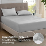 2000TC Hotel Quality Fitted Sheets - 2 Piece Fitted Sheets  -Breathable Bedding - Wrinkle, Fade, Stain Resistant- 16inch/40cm Deep Pocket Fitted Bed Sheets-Wrinkle and Fade Resistant,(Silver-gray,Single)