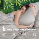 Hotel Breathable Bamboo Fitted Sheet & Pillowcase-3 Piece-Ultra Soft 2000TC Breathable Fitted Bed Sheets Set with 37 Centimetre Deep Pocket-Cooling Sheets for Hot Sleepers(Silver-gray,Double)