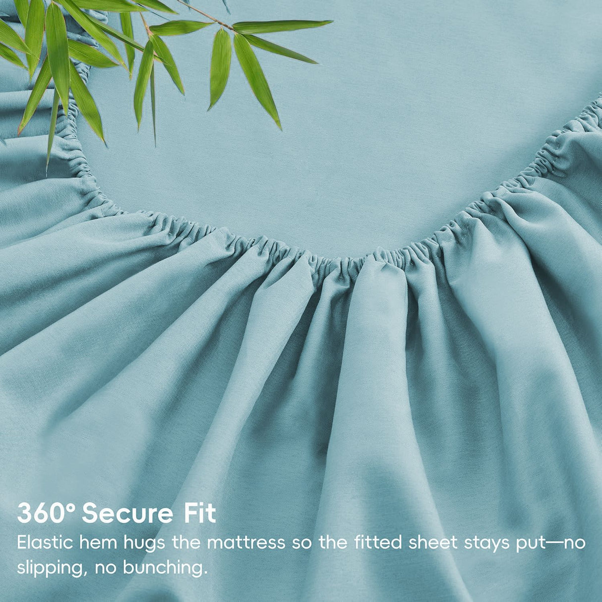 Hotel Breathable Bamboo Fitted Sheet & Pillowcase-3 Piece-Ultra Soft 2000TC Breathable Fitted Bed Sheets Set with 37 Centimetre Deep Pocket-Cooling Sheets for Hot Sleepers(Sky Blue,Double)