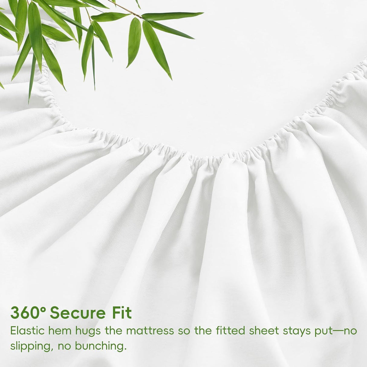 Hotel Breathable Bamboo Fitted Sheet & Pillowcase-3 Piece-Ultra Soft 2000TC Breathable Fitted Bed Sheets Set with 37 Centimetre Deep Pocket-Cooling Sheets for Hot Sleepers(White,Double)