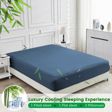 4 Piece Ultra Soft Bamboo Breathable Sheet Set -Hotel 2000TC Breathable Bed Sheets Set with 37 Centimetre Deep Pocket-Breathable Sheets for Hot Sleepers(Navy,Double)