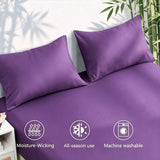4 Piece Ultra Soft Bamboo Breathable Sheet Set -Hotel 2000TC Breathable Bed Sheets Set with 37 Centimetre Deep Pocket-Breathable Sheets for Hot Sleepers(Purple,Double)
