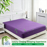 4 Piece Ultra Soft Bamboo Breathable Sheet Set -Hotel 2000TC Breathable Bed Sheets Set with 37 Centimetre Deep Pocket-Breathable Sheets for Hot Sleepers(Purple,Double)
