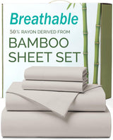 4 Piece Ultra Soft Bamboo Breathable Sheet Set -Hotel 2000TC Breathable Bed Sheets Set with 37 Centimetre Deep Pocket-Breathable Sheets for Hot Sleepers(Silver-gray,Double)