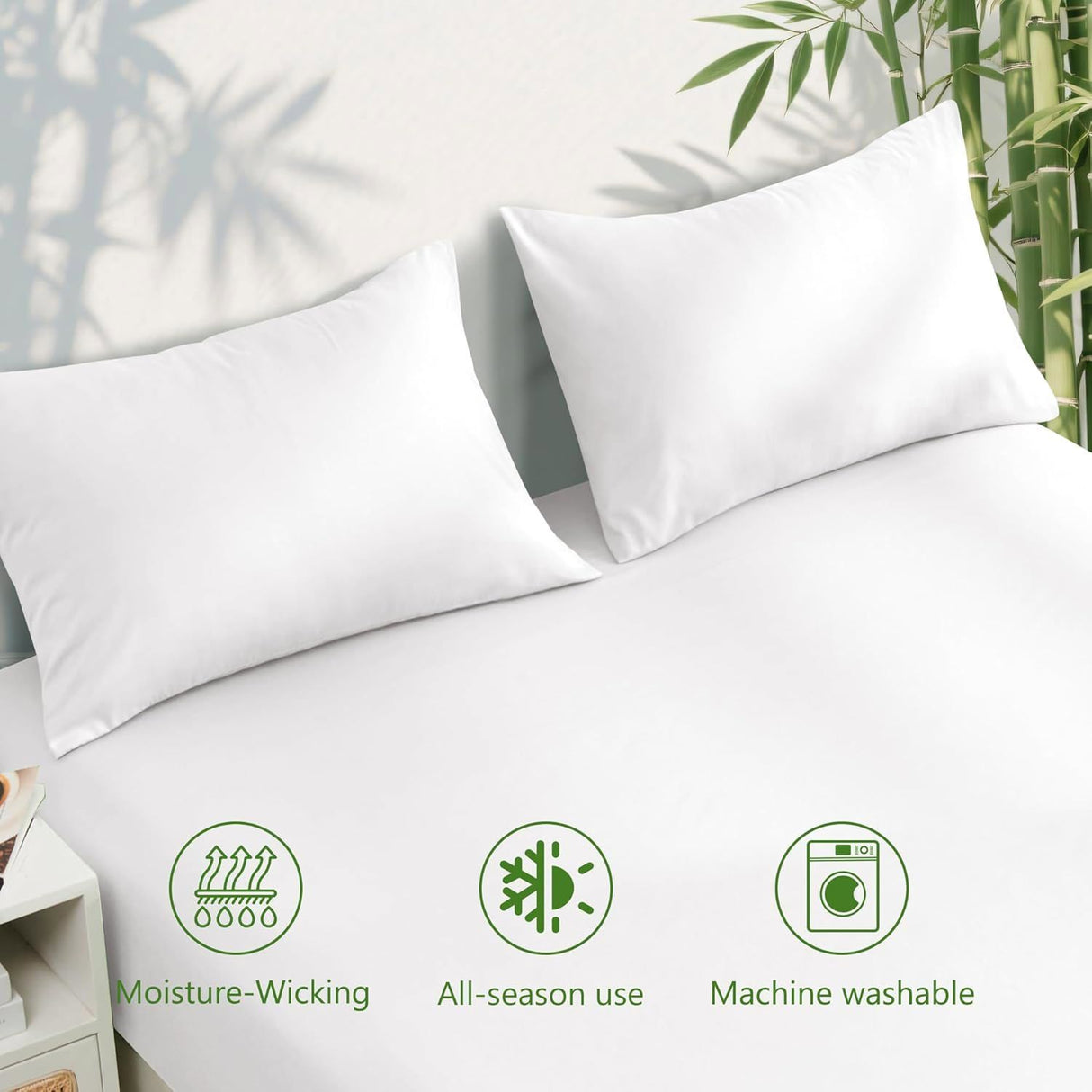 4 Piece Ultra Soft Bamboo Breathable Sheet Set -Hotel 2000TC Breathable Bed Sheets Set with 37 Centimetre Deep Pocket-Breathable Sheets for Hot Sleepers(White,Double)