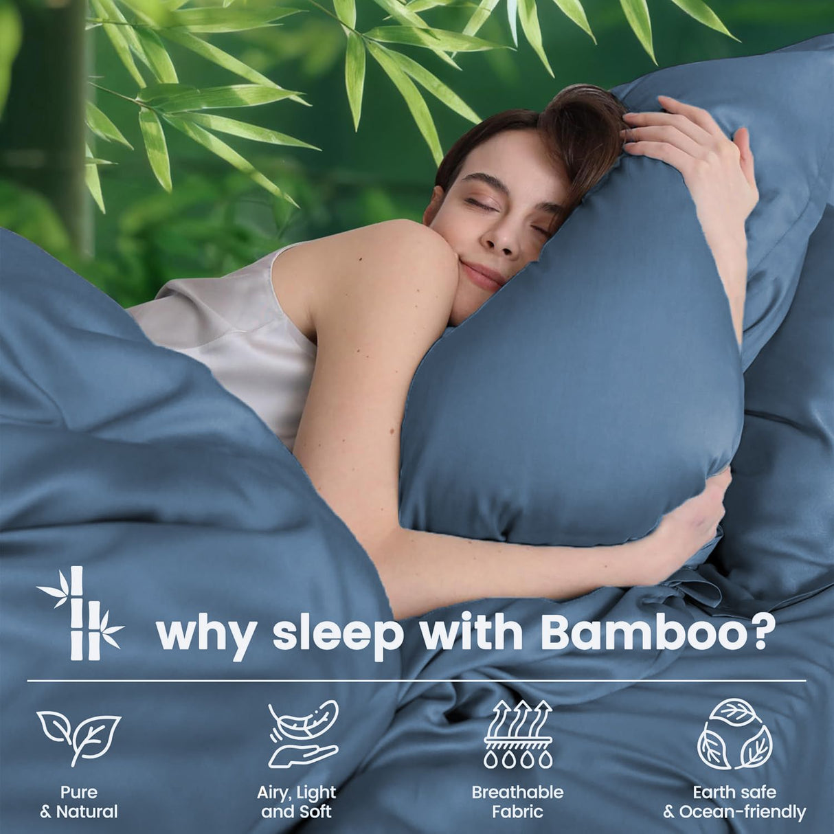 4 Piece Ultra Soft Bamboo Breathable Sheet Set -Hotel 2000TC Breathable Bed Sheets Set with 37 Centimetre Deep Pocket-Breathable Sheets for Hot Sleepers(Navy,King)