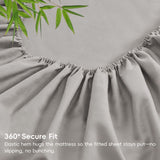 Hotel Breathable Bamboo Fitted Sheet & Pillowcase-3 Piece-Ultra Soft 2000TC Breathable Fitted Bed Sheets Set with 37 Centimetre Deep Pocket-Cooling Sheets for Hot Sleepers(Silver-gray,Queen)