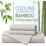 Hotel Breathable Bamboo Fitted Sheet & Pillowcase-3 Piece-Ultra Soft 2000TC Breathable Fitted Bed Sheets Set with 40 Centimetre Deep Pocket-Cooling Sheets for Hot Sleepers(Silver-gray,Super King)