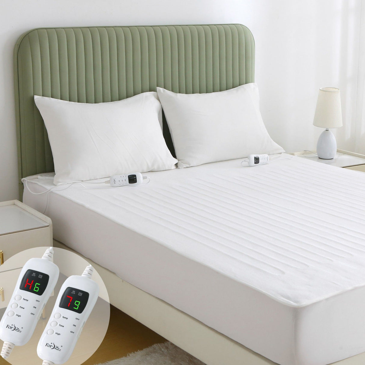 Electric Heated Mattress Pad Blanket with Dual Control & 9-Hour Auto Off & 9 Heat Settings, Preheat Functions, Overheat Protection, Machine Washable Fully Fitted Electric Sheet(King)
