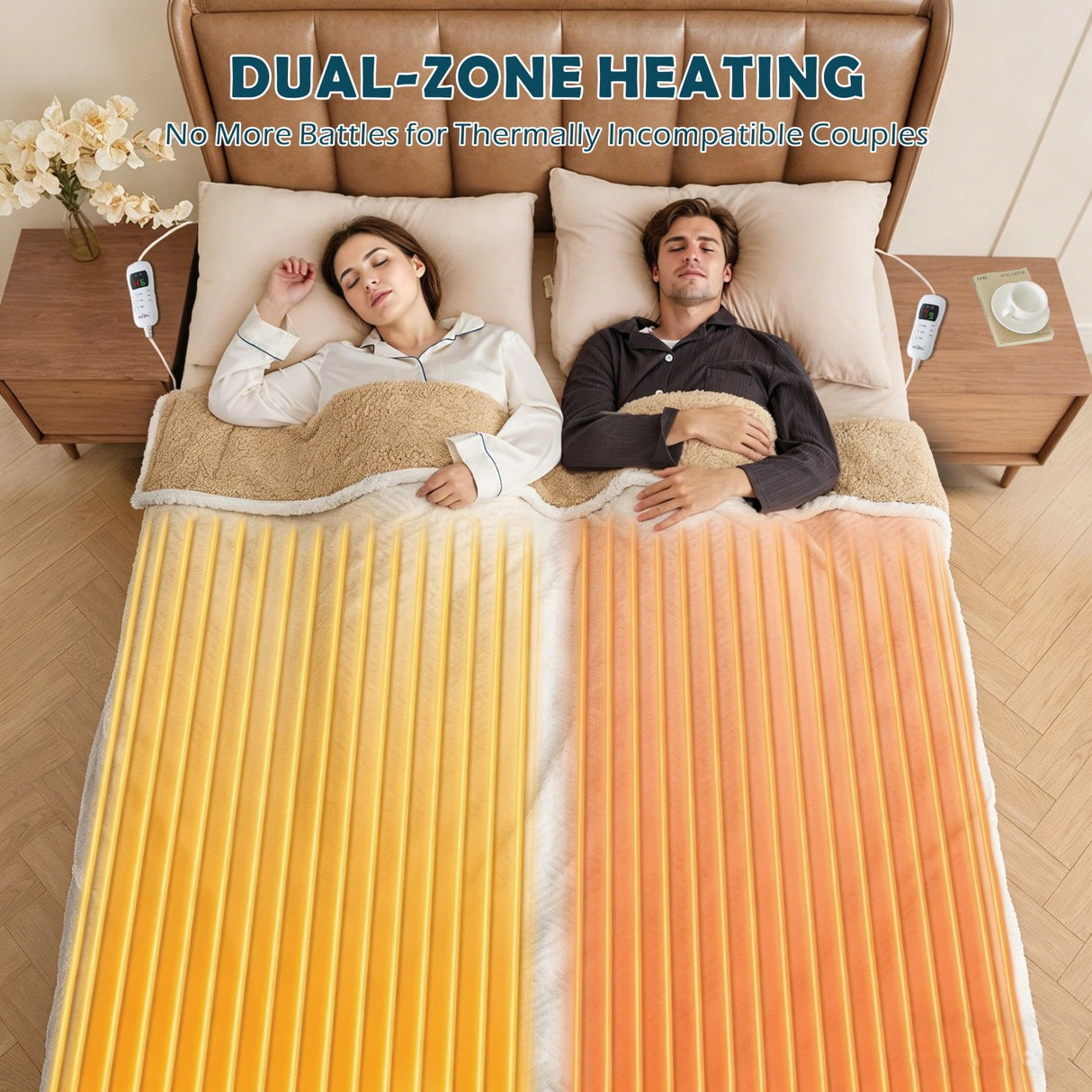 Electric Heated Mattress Pad Blanket with Dual Control & 9-Hour Auto Off & 9 Heat Settings, Preheat Functions, Overheat Protection, Machine Washable Fully Fitted Electric Sheet(Super King)