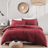 Hotel Soft Microfiber Duvet Cover Set-2000TC Quilt Cover Set & Pillowcases -1 Donna Cover Zipper Closure & 1 x Pillowcases-Breathable Bedding - Wrinkle, Fade, Stain Resistant(Red,Double)