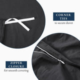 Hotel Soft Microfiber Duvet Cover Set-2000TC Quilt Cover Set & Pillowcases -1 Donna Cover Zipper Closure & 1 x Pillowcases-Breathable Bedding - Wrinkle, Fade, Stain Resistant(Black,Double)