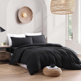 Hotel Soft Microfiber Duvet Cover Set-2000TC Quilt Cover Set & Pillowcases -1 Donna Cover Zipper Closure & 1 x Pillowcases-Breathable Bedding - Wrinkle, Fade, Stain Resistant(Black,Double)