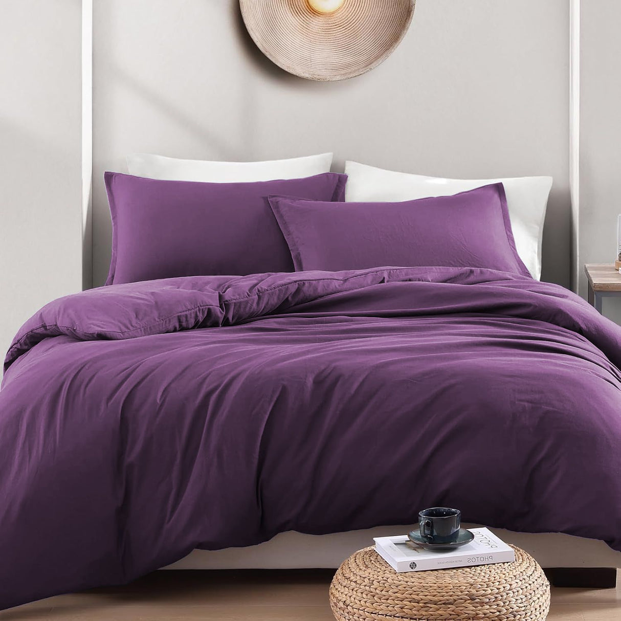 Hotel Soft Microfiber Duvet Cover Set-2000TC Quilt Cover Set & Pillowcases -1 Donna Cover Zipper Closure & 1 x Pillowcases-Breathable Bedding - Wrinkle, Fade, Stain Resistant(Purple,Double)