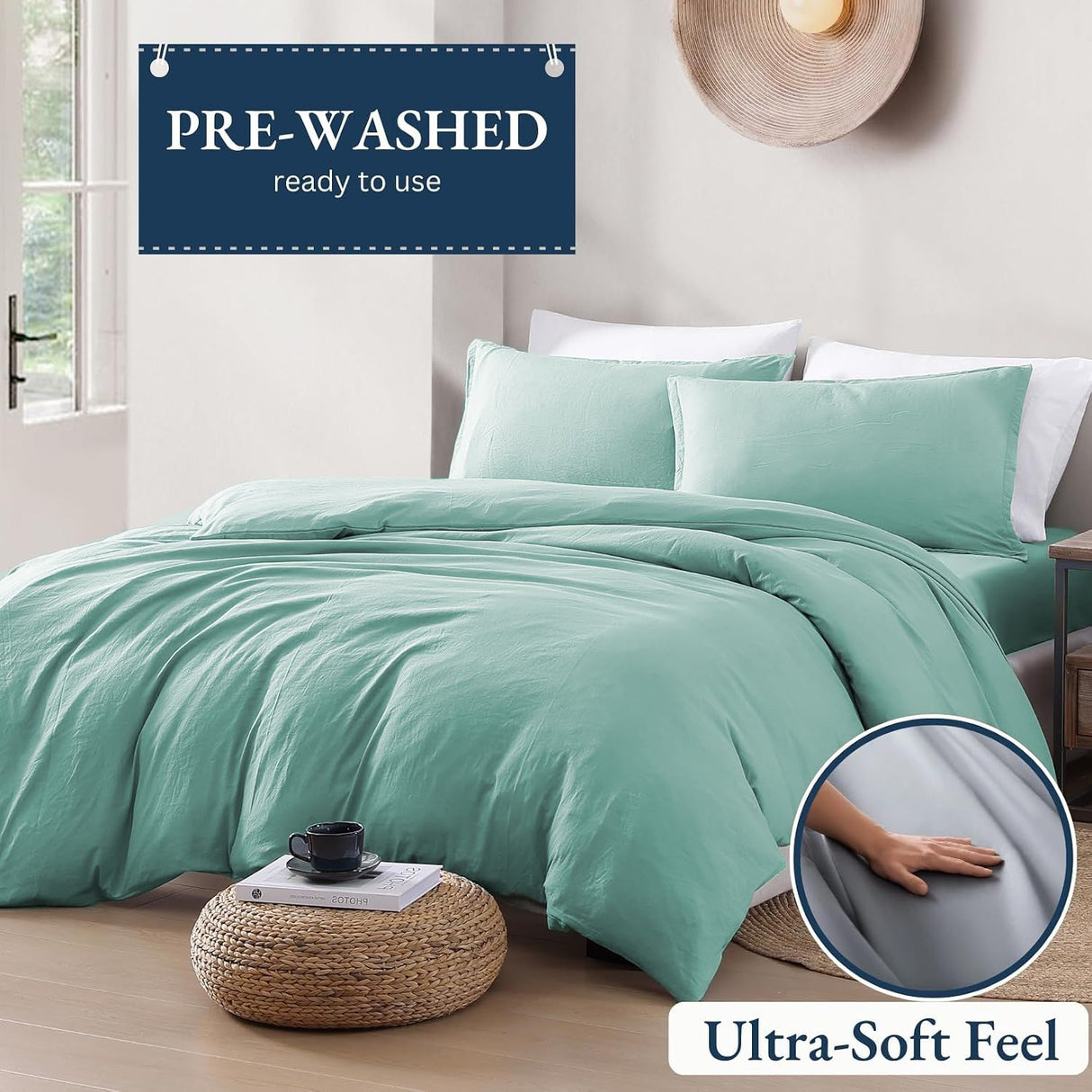 Hotel Soft Microfiber Duvet Cover Set-2000TC Quilt Cover Set & Pillowcases -1 Donna Cover Zipper Closure & 1 x Pillowcases-Breathable Bedding - Wrinkle, Fade, Stain Resistant(Ice Blue,King)