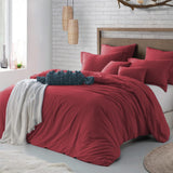 Hotel Soft Microfiber Duvet Cover Set-2000TC Quilt Cover Set & Pillowcases -1 Donna Cover Zipper Closure & 1 x Pillowcases-Breathable Bedding - Wrinkle, Fade, Stain Resistant(Red,King)