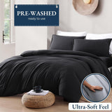 Hotel Soft Microfiber Duvet Cover Set-2000TC Quilt Cover Set & Pillowcases -1 Donna Cover Zipper Closure & 1 x Pillowcases-Breathable Bedding - Wrinkle, Fade, Stain Resistant(Black,King)