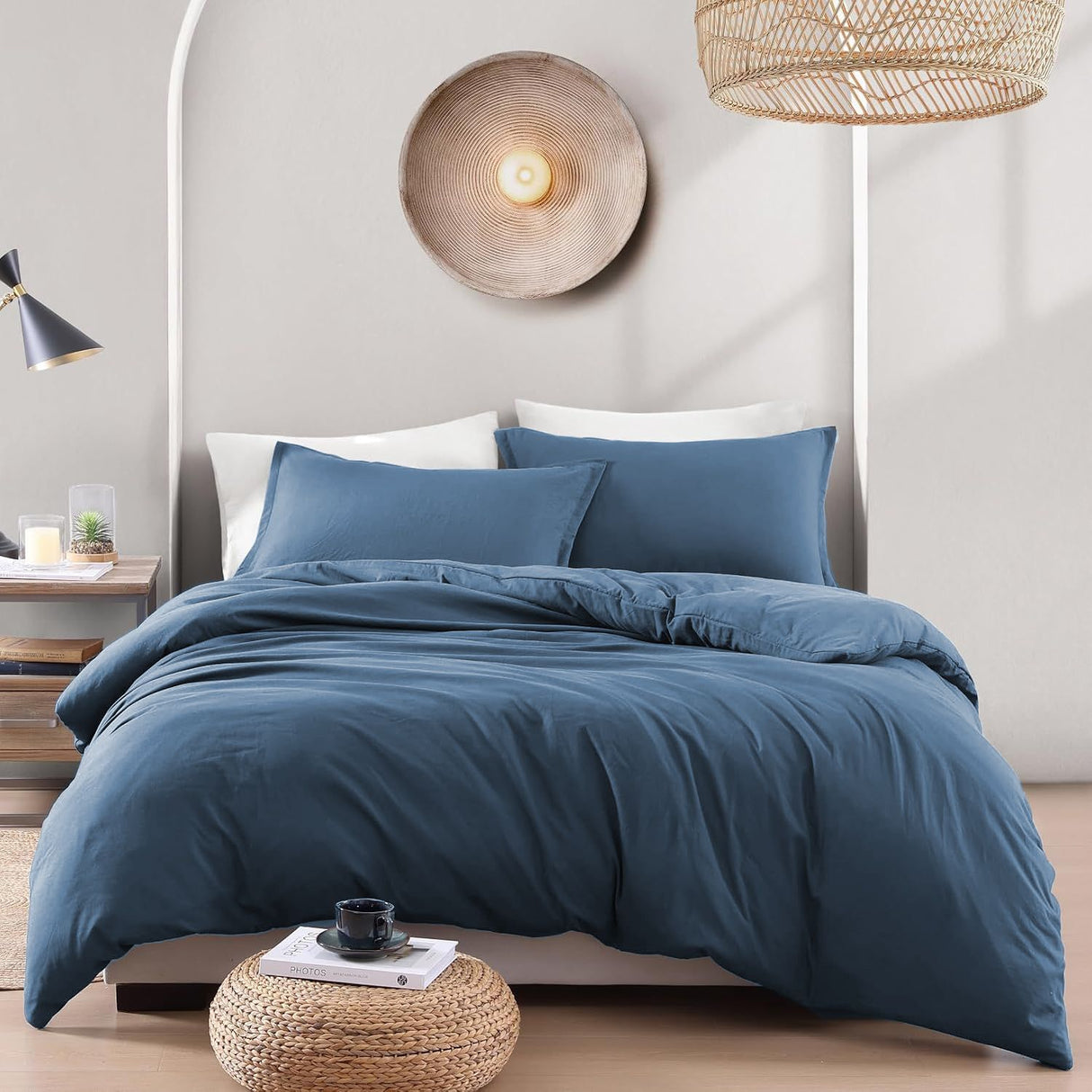 Hotel Soft Microfiber Duvet Cover Set-2000TC Quilt Cover Set & Pillowcases -1 Donna Cover Zipper Closure & 1 x Pillowcases-Breathable Bedding - Wrinkle, Fade, Stain Resistant(Ocean,King)