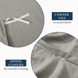 Hotel Soft Microfiber Duvet Cover Set-2000TC Quilt Cover Set & Pillowcases -1 Donna Cover Zipper Closure & 1 x Pillowcases-Breathable Bedding - Wrinkle, Fade, Stain Resistant(Grey,King)