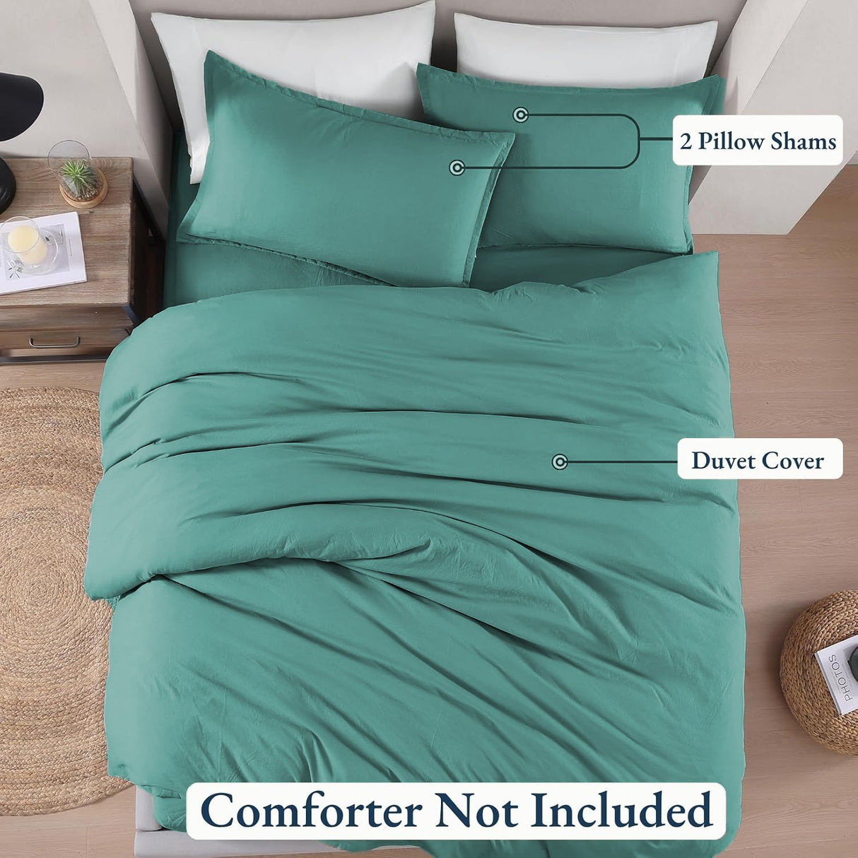 Hotel Soft Microfiber Duvet Cover Set-2000TC Quilt Cover Set & Pillowcases -1 Donna Cover Zipper Closure & 1 x Pillowcases-Breathable Bedding - Wrinkle, Fade, Stain Resistant(Biscay blue,King)