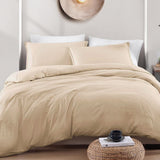 Hotel Soft Microfiber Duvet Cover Set-2000TC Quilt Cover Set & Pillowcases -1 Donna Cover Zipper Closure & 1 x Pillowcases-Breathable Bedding - Wrinkle, Fade, Stain Resistant(Camel Beige,King)
