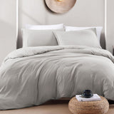 Hotel Soft Microfiber Duvet Cover Set-2000TC Quilt Cover Set & Pillowcases -1 Donna Cover Zipper Closure & 1 x Pillowcases-Breathable Bedding - Wrinkle, Fade, Stain Resistant(Silver-gray,King)