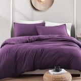 Hotel Soft Microfiber Duvet Cover Set-2000TC Quilt Cover Set & Pillowcases -1 Donna Cover Zipper Closure & 1 x Pillowcases-Breathable Bedding - Wrinkle, Fade, Stain Resistant(Purple,King)