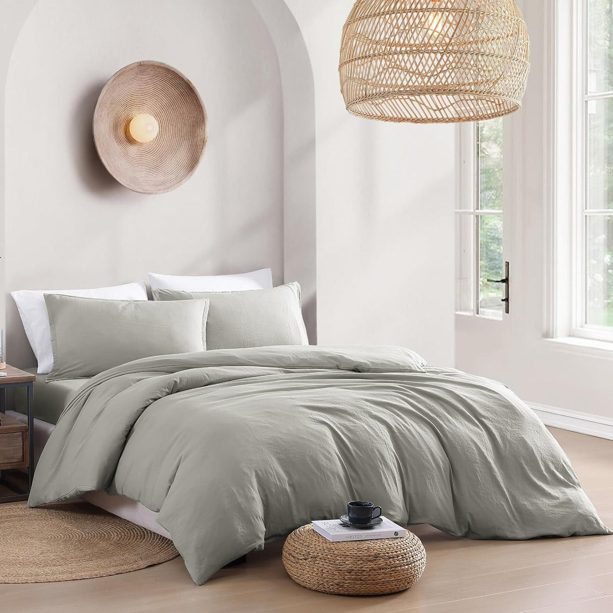 Hotel Soft Microfiber Duvet Cover Set-2000TC Quilt Cover Set & Pillowcases -1 Donna Cover Zipper Closure & 1 x Pillowcases-Breathable Bedding - Wrinkle, Fade, Stain Resistant(Grey,King Single)