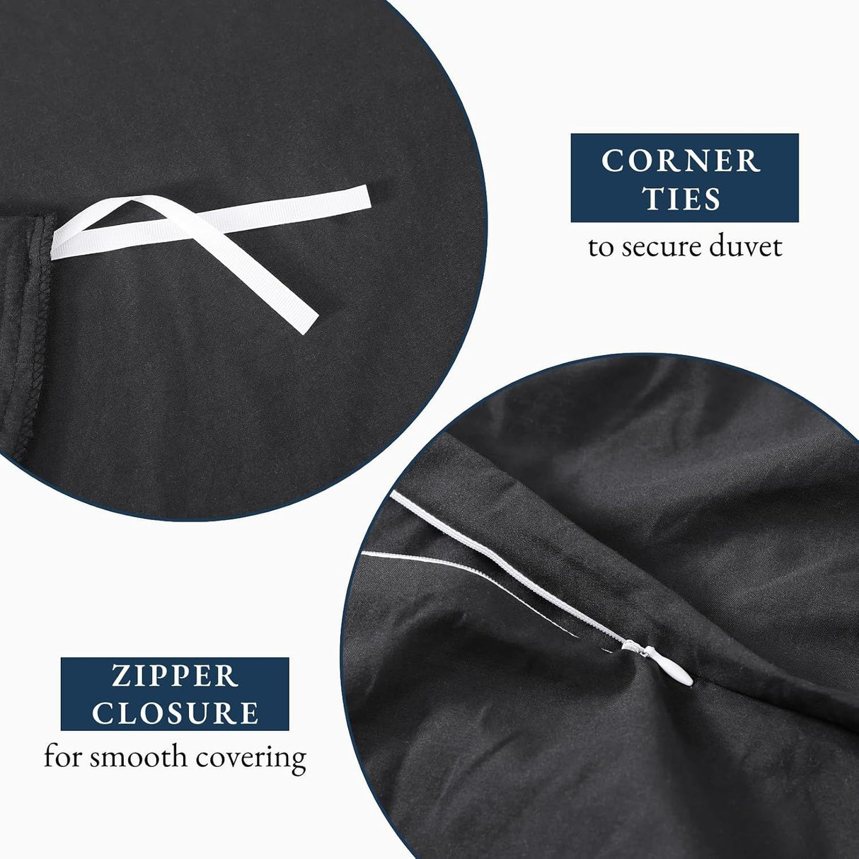 Hotel Soft Microfiber Duvet Cover Set-2000TC Quilt Cover Set & Pillowcases -1 Donna Cover Zipper Closure & 1 x Pillowcases-Breathable Bedding - Wrinkle, Fade, Stain Resistant(Black,Queen)