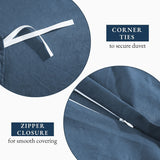 Hotel Soft Microfiber Duvet Cover Set-2000TC Quilt Cover Set & Pillowcases -1 Donna Cover Zipper Closure & 1 x Pillowcases-Breathable Bedding - Wrinkle, Fade, Stain Resistant(Ocean,Queen)
