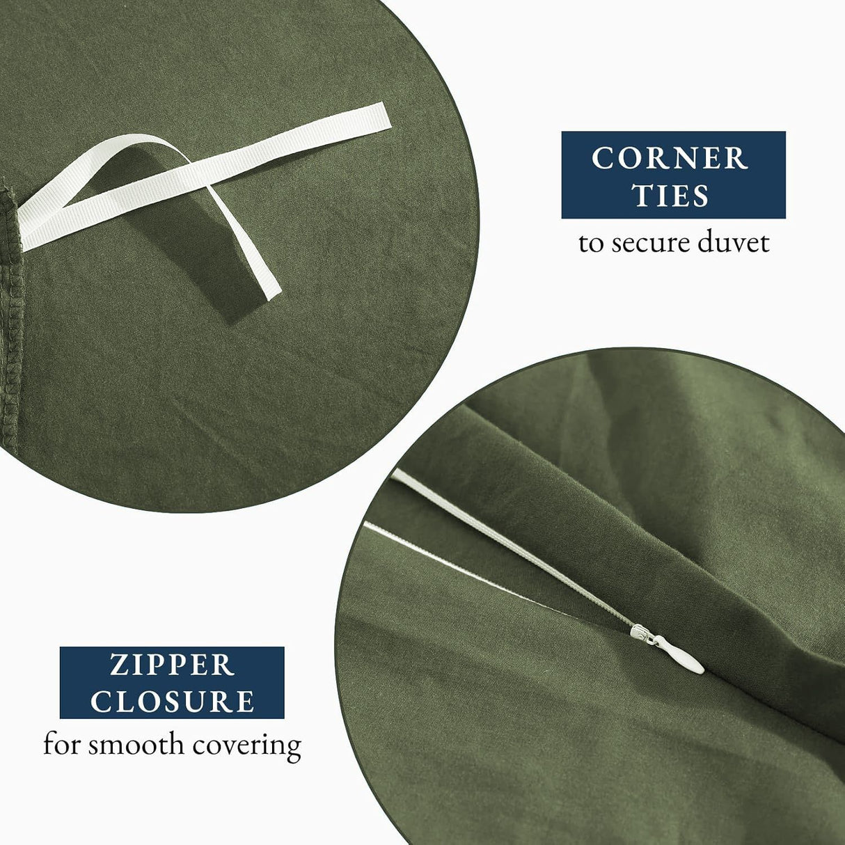 Hotel Soft Microfiber Duvet Cover Set-2000TC Quilt Cover Set & Pillowcases -1 Donna Cover Zipper Closure & 1 x Pillowcases-Breathable Bedding - Wrinkle, Fade, Stain Resistant(Olive green,Queen)