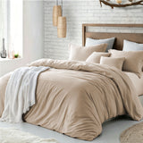Hotel Soft Microfiber Duvet Cover Set-2000TC Quilt Cover Set & Pillowcases -1 Donna Cover Zipper Closure & 1 x Pillowcases-Breathable Bedding - Wrinkle, Fade, Stain Resistant(Camel Beige,Queen)